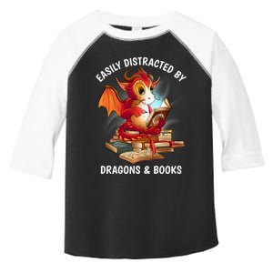 Easily Distracted By Dragons And Books Nerd Dragon Toddler Fine Jersey T-Shirt