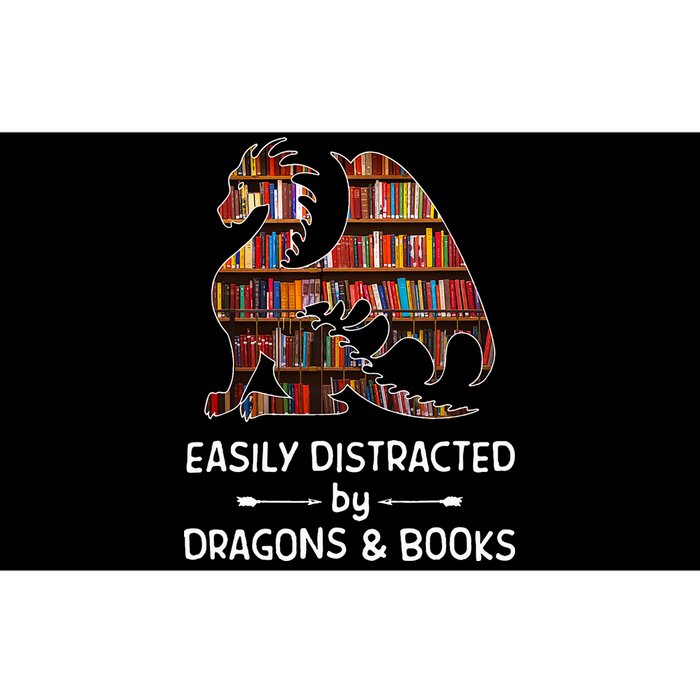 Easily Distracted By Dragon And Books Nerds Bumper Sticker