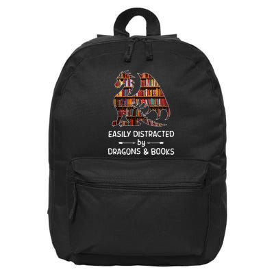 Easily Distracted By Dragon And Books Nerds 16 in Basic Backpack
