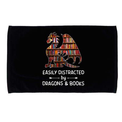 Easily Distracted By Dragon And Books Nerds Microfiber Hand Towel