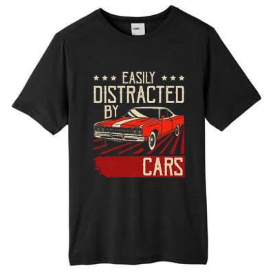 Easily Distracted By Cars Classic Muscle Car Guy Car Lover Tall Fusion ChromaSoft Performance T-Shirt