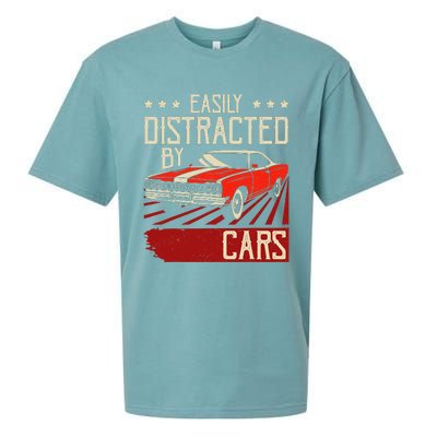 Easily Distracted By Cars Classic Muscle Car Guy Car Lover Sueded Cloud Jersey T-Shirt