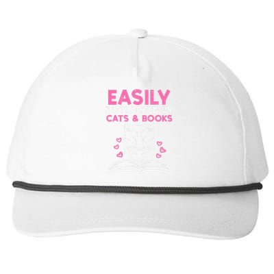 Easily Distracted By Cats Books Bookworm Wo Girl Snapback Five-Panel Rope Hat