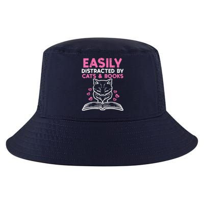 Easily Distracted By Cats Books Bookworm Wo Girl Cool Comfort Performance Bucket Hat