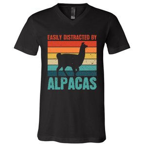 Easily Distracted By Alpacas Design For An Alpaca Fan V-Neck T-Shirt