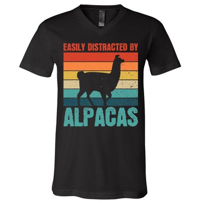 Easily Distracted By Alpacas Design For An Alpaca Fan V-Neck T-Shirt
