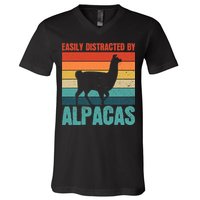 Easily Distracted By Alpacas Design For An Alpaca Fan V-Neck T-Shirt