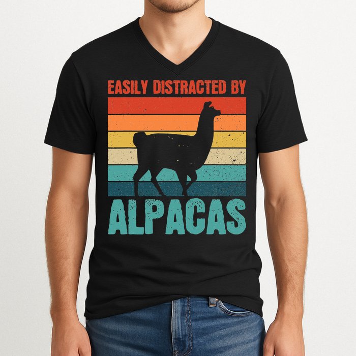 Easily Distracted By Alpacas Design For An Alpaca Fan V-Neck T-Shirt