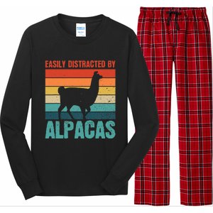 Easily Distracted By Alpacas Design For An Alpaca Fan Long Sleeve Pajama Set