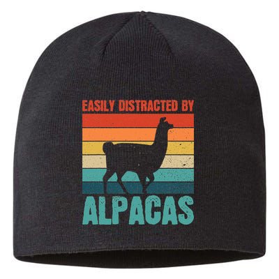 Easily Distracted By Alpacas Design For An Alpaca Fan Sustainable Beanie