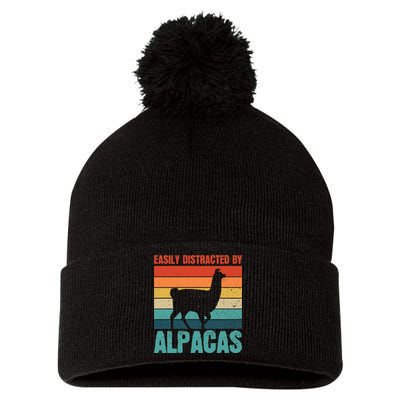 Easily Distracted By Alpacas Design For An Alpaca Fan Pom Pom 12in Knit Beanie