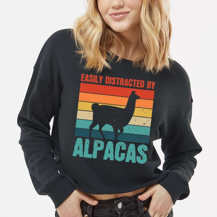 Easily Distracted By Alpacas Design For An Alpaca Fan Cropped Pullover Crew