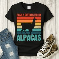 Easily Distracted By Alpacas Design For An Alpaca Fan Womens T-Shirt