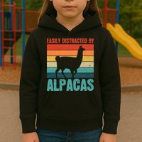 Easily Distracted By Alpacas Design For An Alpaca Fan Kids Hoodie