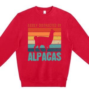 Easily Distracted By Alpacas Design For An Alpaca Fan Premium Crewneck Sweatshirt