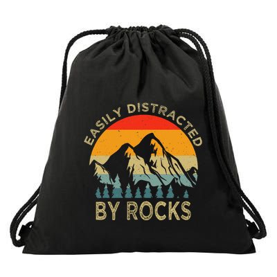 Easily Distracted By Rocks Drawstring Bag