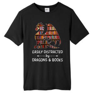 Easily Distracted By Dragon And Books Nerds Tall Fusion ChromaSoft Performance T-Shirt