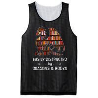 Easily Distracted By Dragon And Books Nerds Mesh Reversible Basketball Jersey Tank