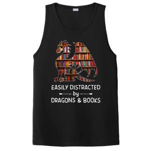 Easily Distracted By Dragon And Books Nerds PosiCharge Competitor Tank