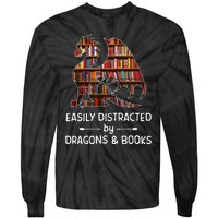 Easily Distracted By Dragon And Books Nerds Tie-Dye Long Sleeve Shirt