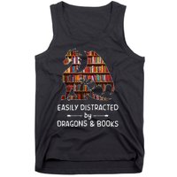 Easily Distracted By Dragon And Books Nerds Tank Top