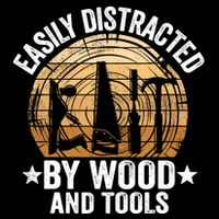 Easily Distracted By Wood And Tools Funny Woodworking Flexfit Unipanel Trucker Cap