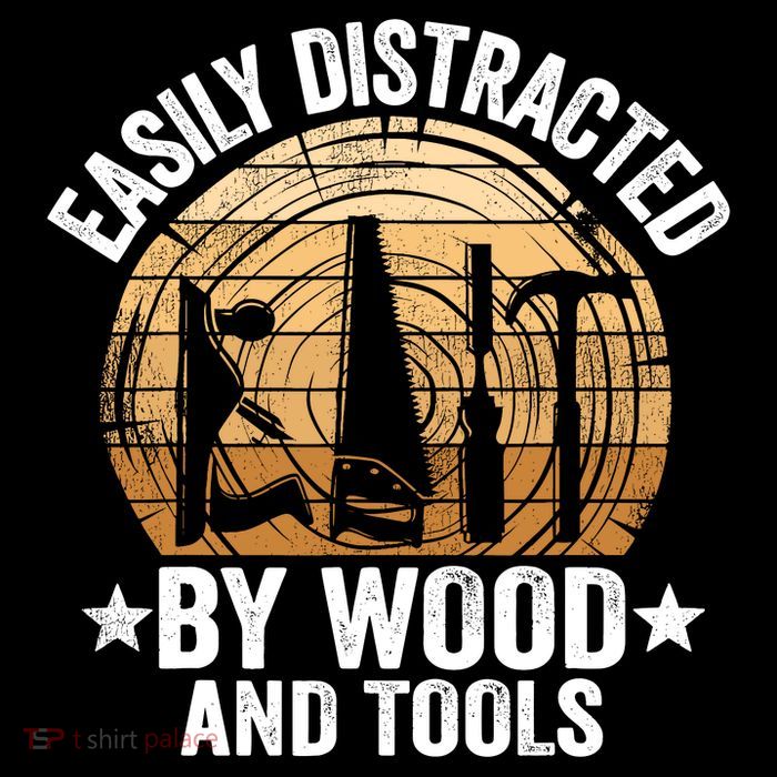 Easily Distracted By Wood And Tools Funny Woodworking Flexfit Unipanel Trucker Cap