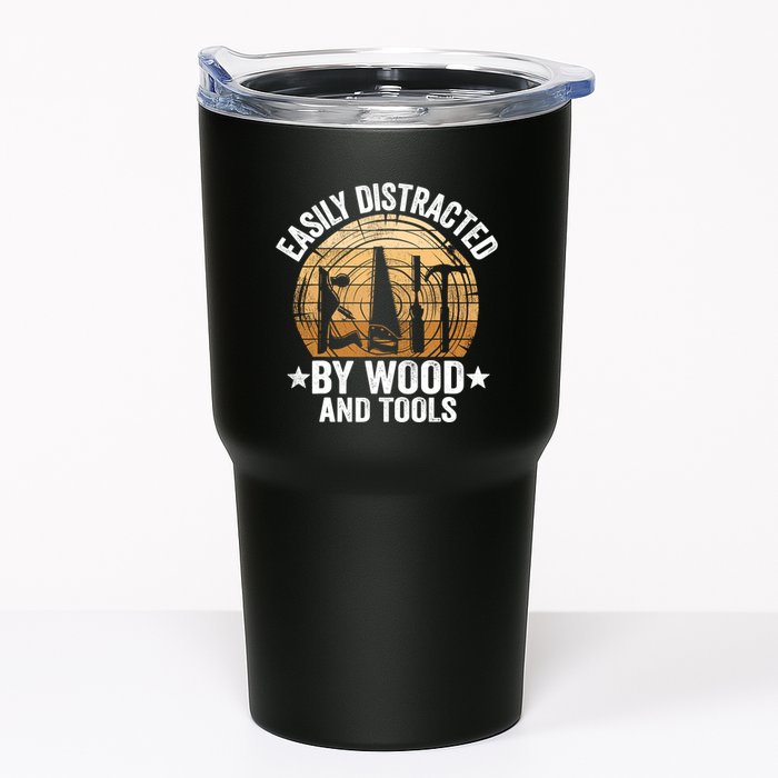 Easily Distracted By Wood And Tools Funny Woodworking Tumbler