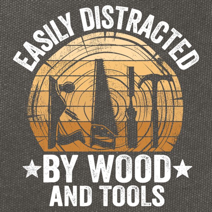 Easily Distracted By Wood And Tools Funny Woodworking Cotton Canvas Backpack