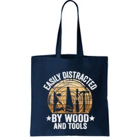 Easily Distracted By Wood And Tools Funny Woodworking Bag