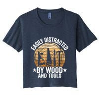 Easily Distracted By Wood And Tools Funny Woodworking Crop Top