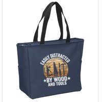 Easily Distracted By Wood And Tools Funny Woodworking Zip Tote Bag
