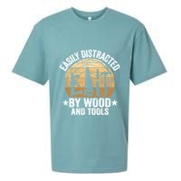 Easily Distracted By Wood And Tools Funny Woodworking Sueded Cloud Jersey T-Shirt
