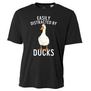 Easily Distracted By Ducks Funny Duck Lover Cooling Performance Crew T-Shirt