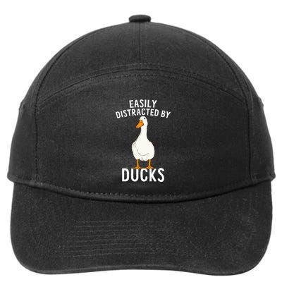 Easily Distracted By Ducks Funny Duck Lover 7-Panel Snapback Hat