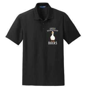 Easily Distracted By Ducks Funny Duck Lover Dry Zone Grid Polo