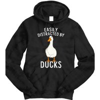 Easily Distracted By Ducks Funny Duck Lover Tie Dye Hoodie