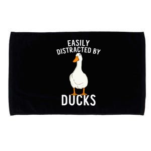 Easily Distracted By Ducks Funny Duck Lover Microfiber Hand Towel