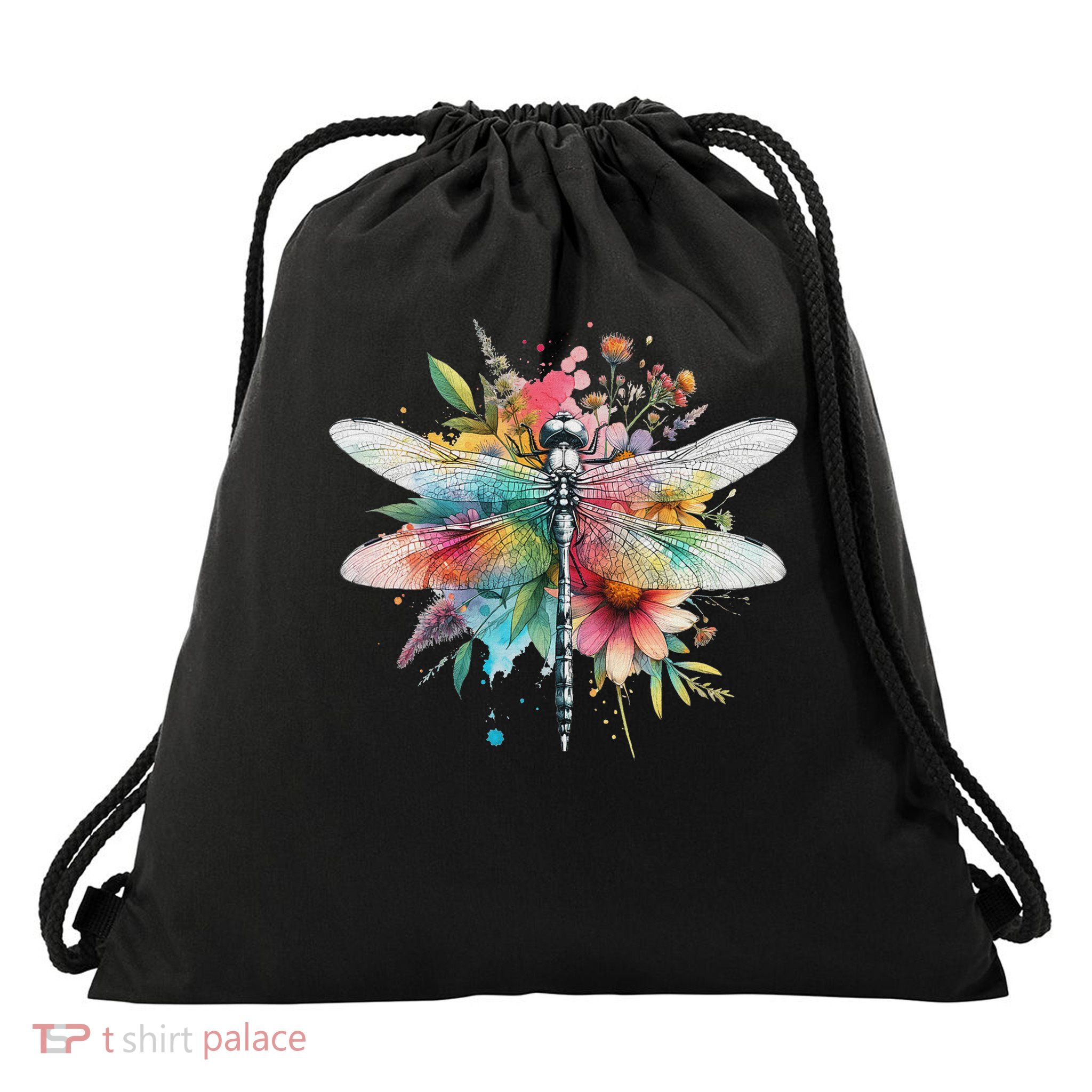 Earth Day Beautiful Dragonfly Watercolor Art Insect Lover Drawstring Bag