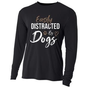 Easily Distracted By Dogs mom Saying Pet Lover Cooling Performance Long Sleeve Crew