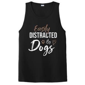 Easily Distracted By Dogs mom Saying Pet Lover PosiCharge Competitor Tank