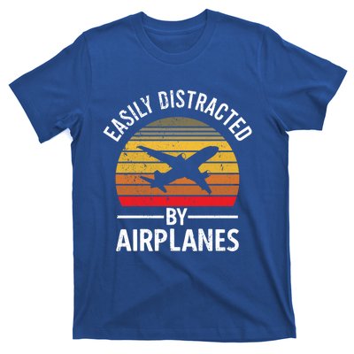 Easily Distracted By Airplanes Airplane Pilot Gift T-Shirt