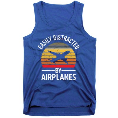 Easily Distracted By Airplanes Airplane Pilot Gift Tank Top