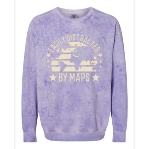 Easily Distracted By Maps Geography Colorblast Crewneck Sweatshirt