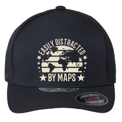 Easily Distracted By Maps Geography Flexfit Unipanel Trucker Cap
