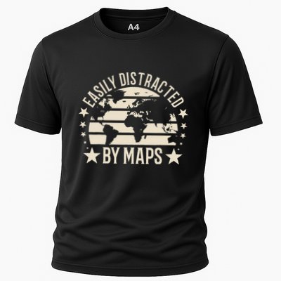 Easily Distracted By Maps Geography Performance Shirt