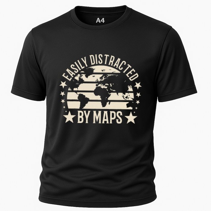 Easily Distracted By Maps Geography Performance Shirt