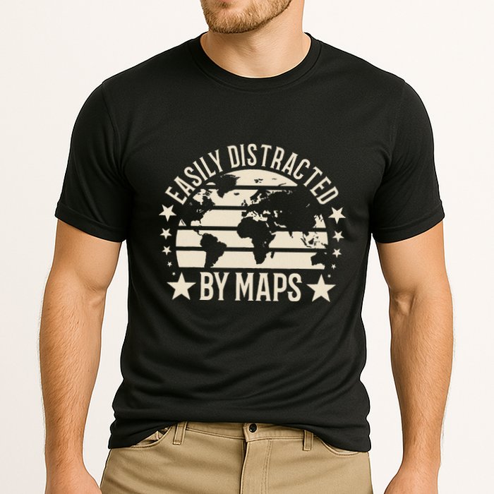Easily Distracted By Maps Geography Performance Shirt