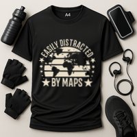 Easily Distracted By Maps Geography Performance Shirt