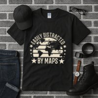 Easily Distracted By Maps Geography Tall T-Shirt
